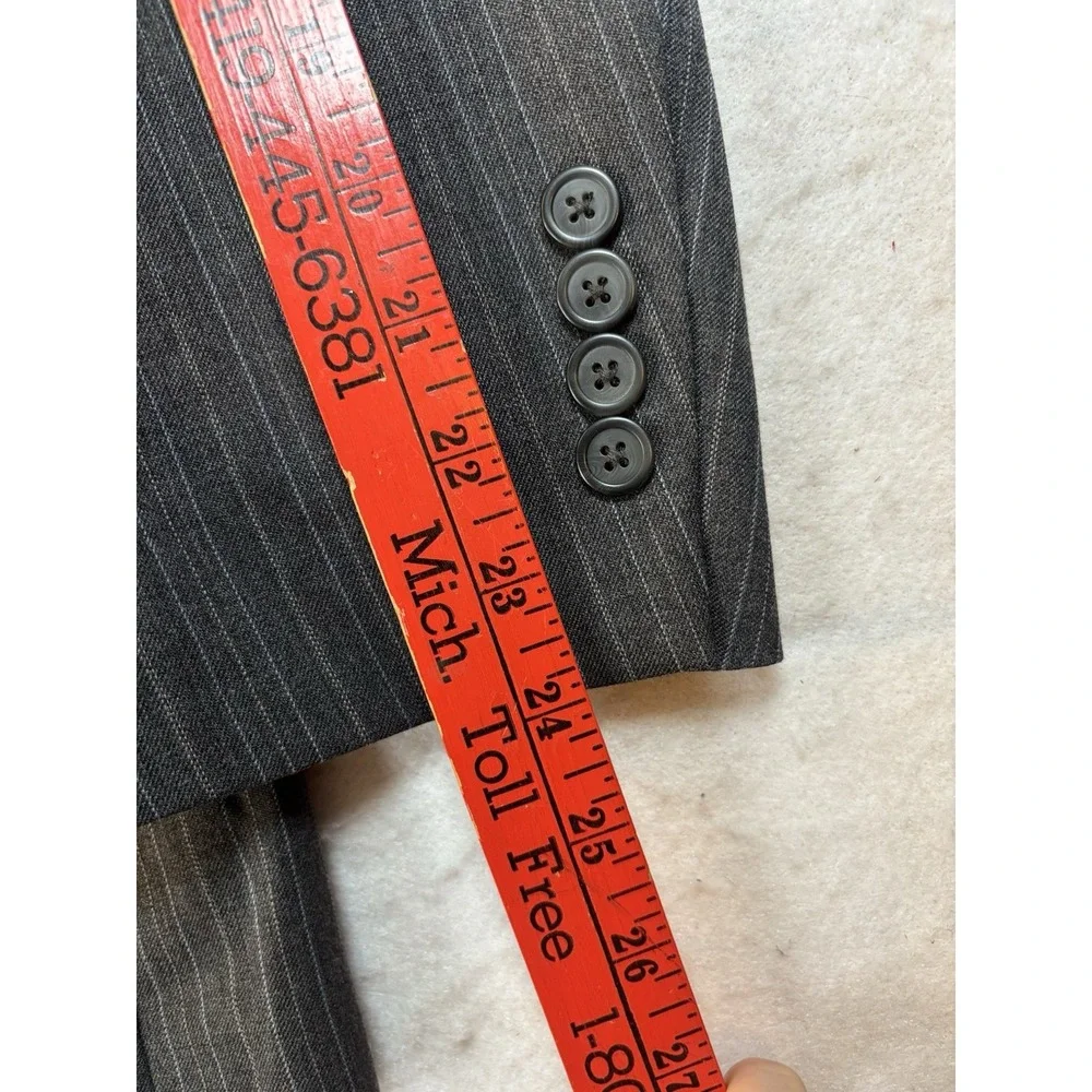 Versini Pinstripe Suit Coat Mens 42 Short  Gray Pinstripe Blazer Sport Coat Wool
